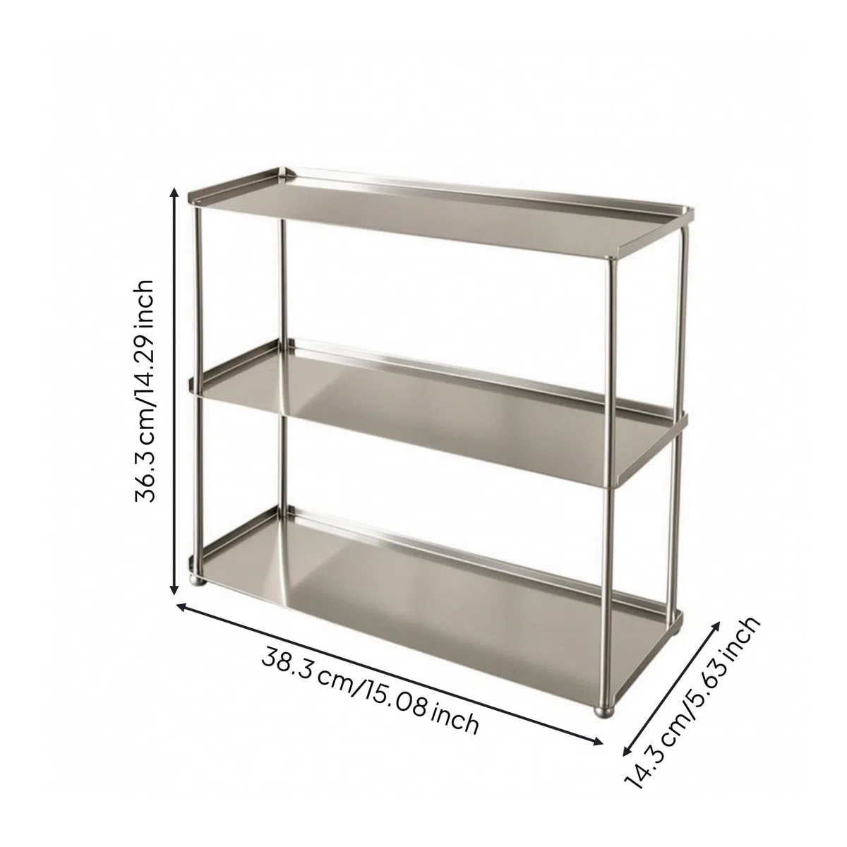 F Fityle ría Acero Inoxidable Resisn a Marcas Rack Compacto con s Ahorra Espacio ría Rectangular Metal para Escritorio, 3 Niveles