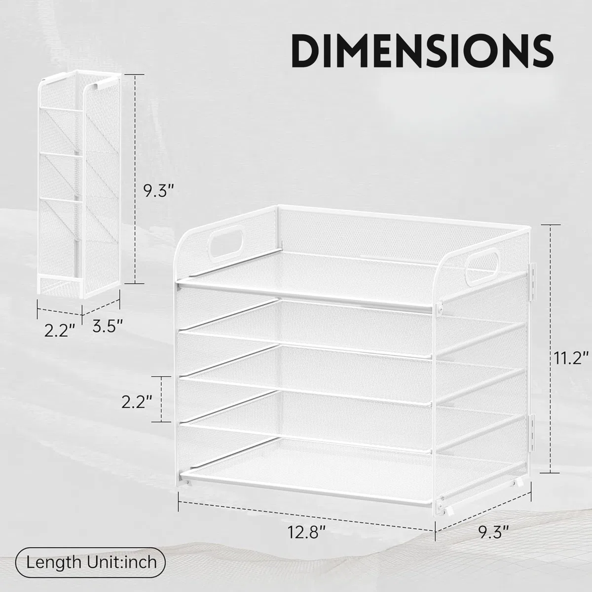 SUPEASY Organizador de escritorio de 5 niveles con asa y soportes extraíbles para bolígrafos, organizador de papel/archivos de malla para escritorio, bandeja de cartas de papel para suministros de