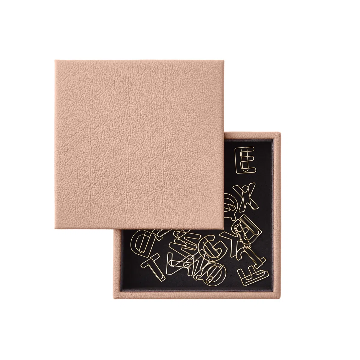 eglooh - Atena - Vaciabolsillos Recibidor con Tapa Piel Genuina Rosa Pálido - Organizador de Escritorio, Bandeja Decorativa Llaves, Joyas, Chocolates - cm 16,5 x 16,5 - Made in Italy