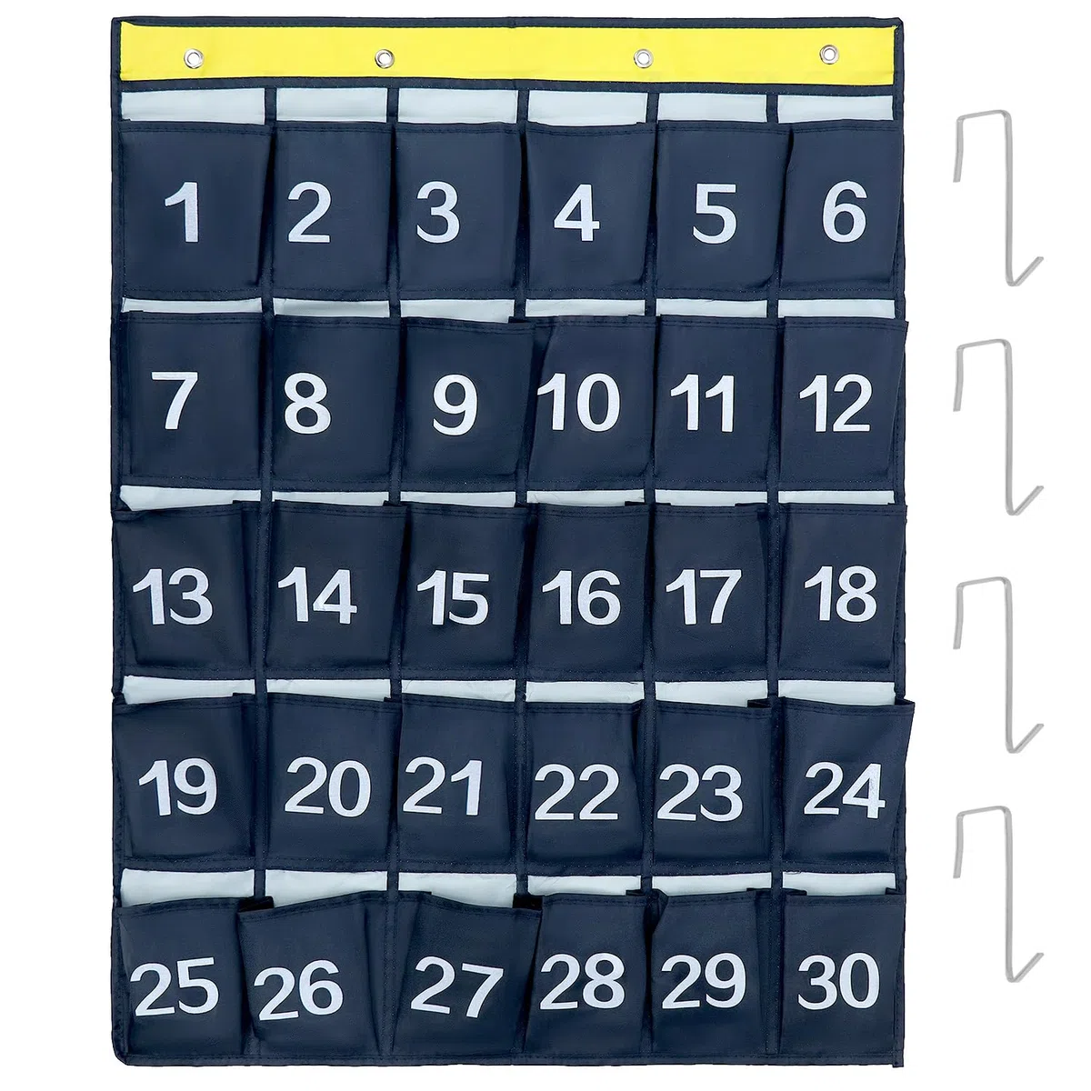 QWORK® Bolsa de Almacenamiento con 30 Bolsillos - Organizador y Soporte para teléfono móvil que Ahorra Espacio (Azul Marino, 79 x 60 cm)