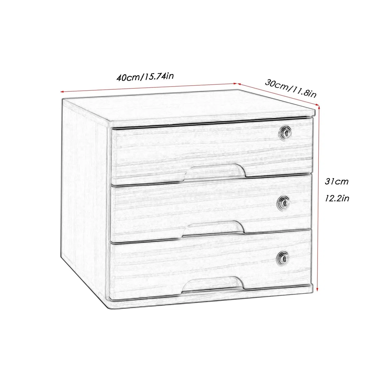 Archivador De Escritorio Con Cajones - Organizador De Escritorio, Archivador De Madera, Caja De Escritorio Con Cajones Con Cerradura, Suministros De Oficina, Archivador De Recibos A4, Cajón B3