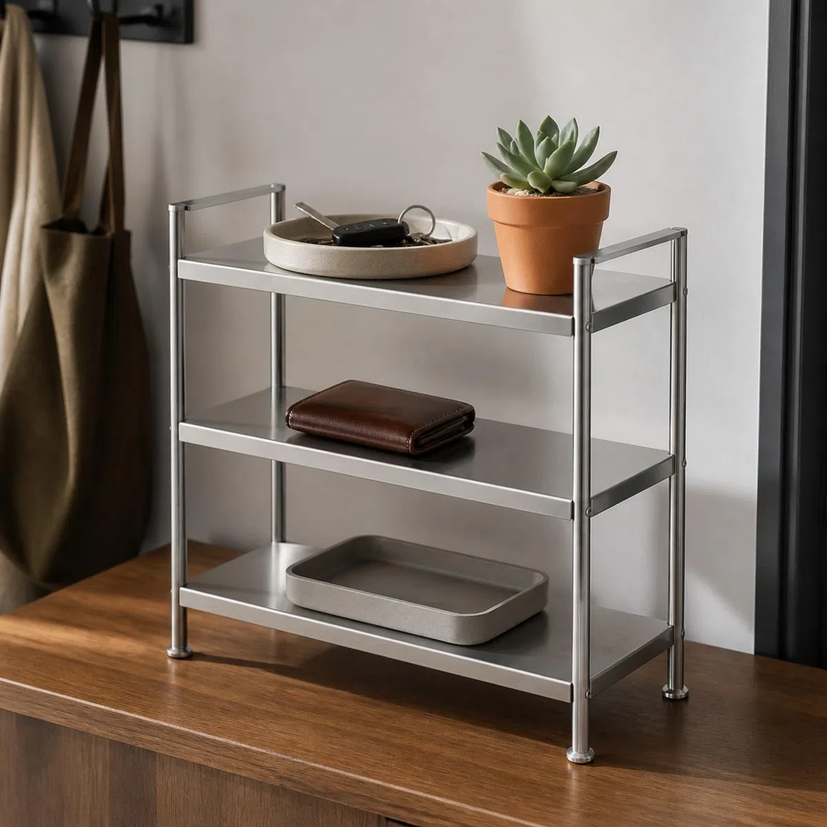 F Fityle ría Acero Inoxidable Resisn a Marcas Rack Compacto con s Ahorra Espacio ría Rectangular Metal para Escritorio, 3 Niveles