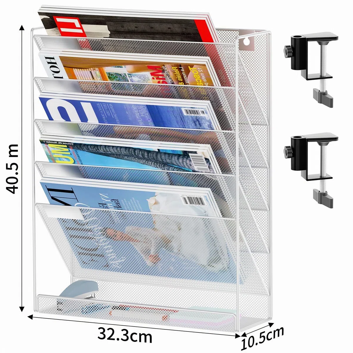 Organizador de archivos sin taladrar, soporte A4 y suministros de oficina, almacenamiento de revistas y pancartas de pared