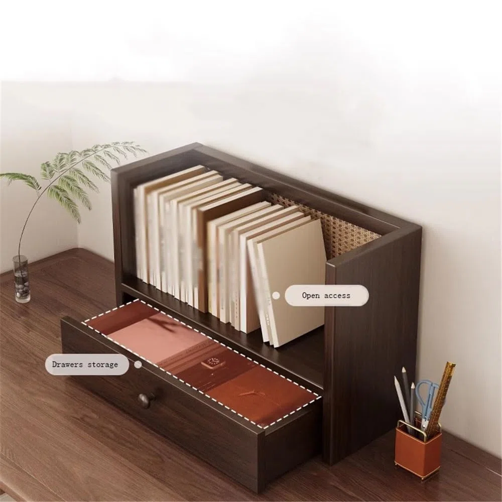 Estantería Organizador de Archivos Escritorio Madera, con Estante Almacenamiento un Solo cajón, Organizador apilable Multiusos, for la Oficina Escuela en casa(L60xW20xH28.5 cm)