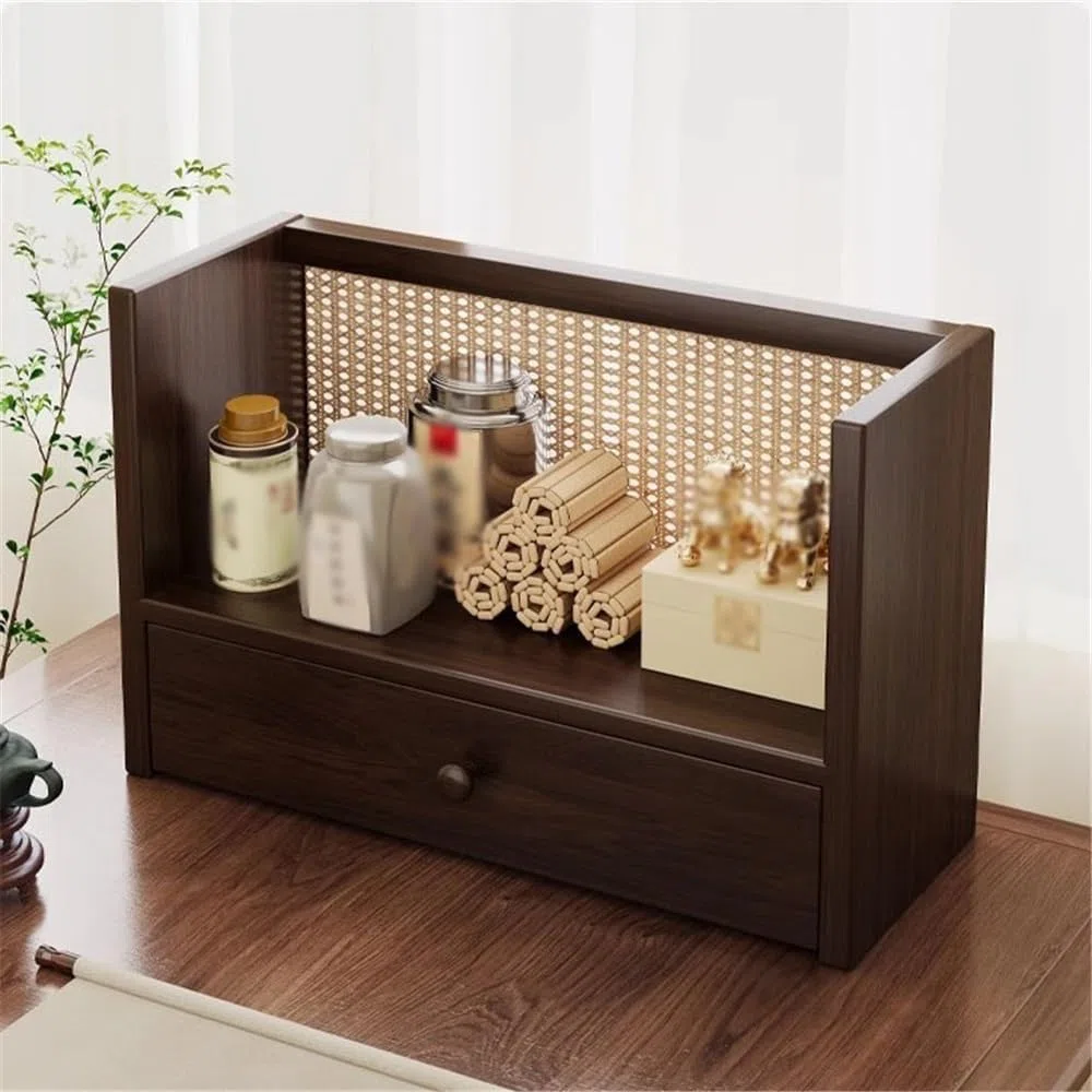 Estantería Organizador de Archivos Escritorio Madera, con Estante Almacenamiento un Solo cajón, Organizador apilable Multiusos, for la Oficina Escuela en casa(L60xW20xH28.5 cm)