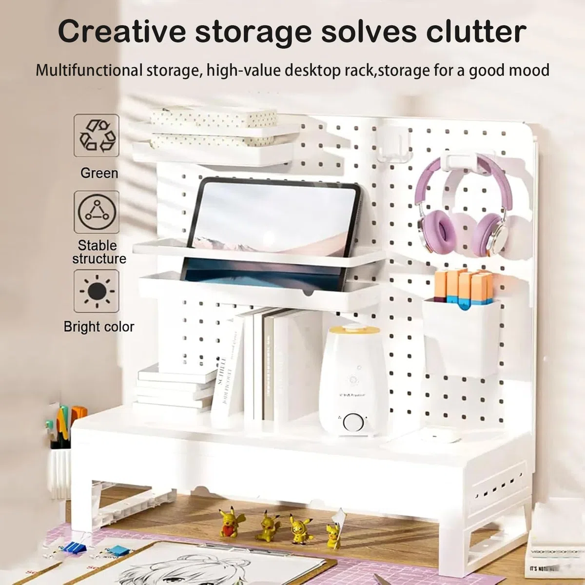 Organizadores de escritorio con estantes para accesorios de escritorio, tablero versátil para sala de manualidades, se puede utilizar por separado, ideal para la escuela, la oficina y la organización