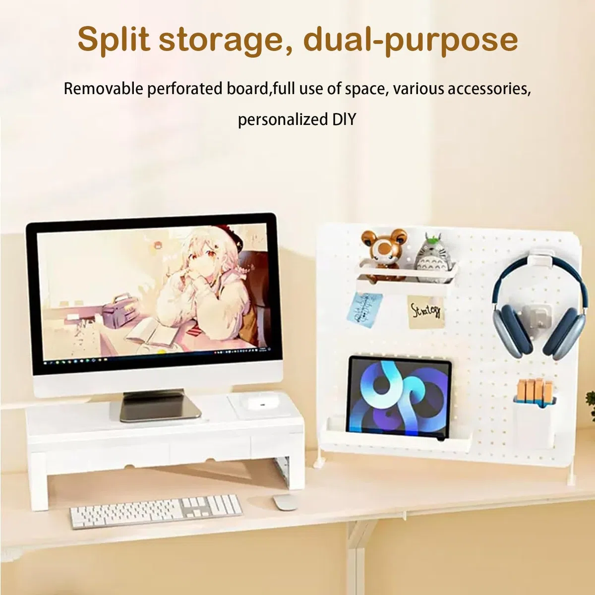 Organizadores de escritorio con estantes para accesorios de escritorio, tablero versátil para sala de manualidades, se puede utilizar por separado, ideal para la escuela, la oficina y la organización