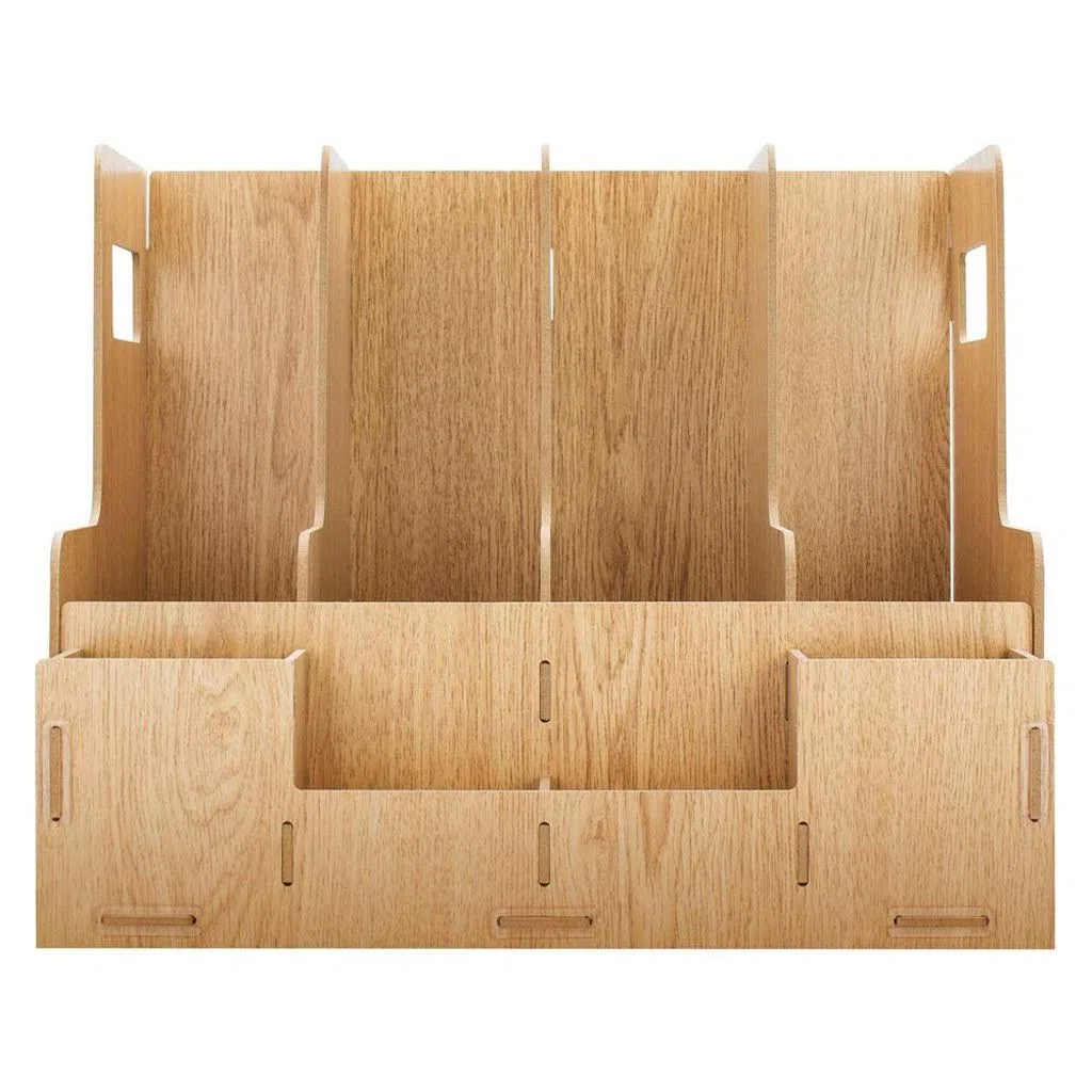 Organizador de escritorio de madera con soporte para archivos, clasificador de cartas, soporte para lápices Sto para el hogar y la oficina