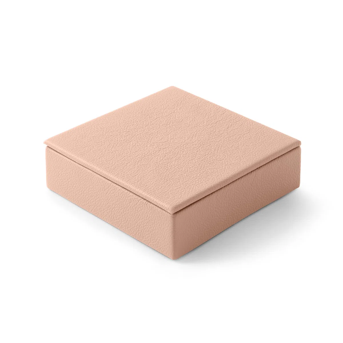 eglooh - Atena - Vaciabolsillos Recibidor con Tapa Piel Genuina Rosa Pálido - Organizador de Escritorio, Bandeja Decorativa Llaves, Joyas, Chocolates - cm 16,5 x 16,5 - Made in Italy