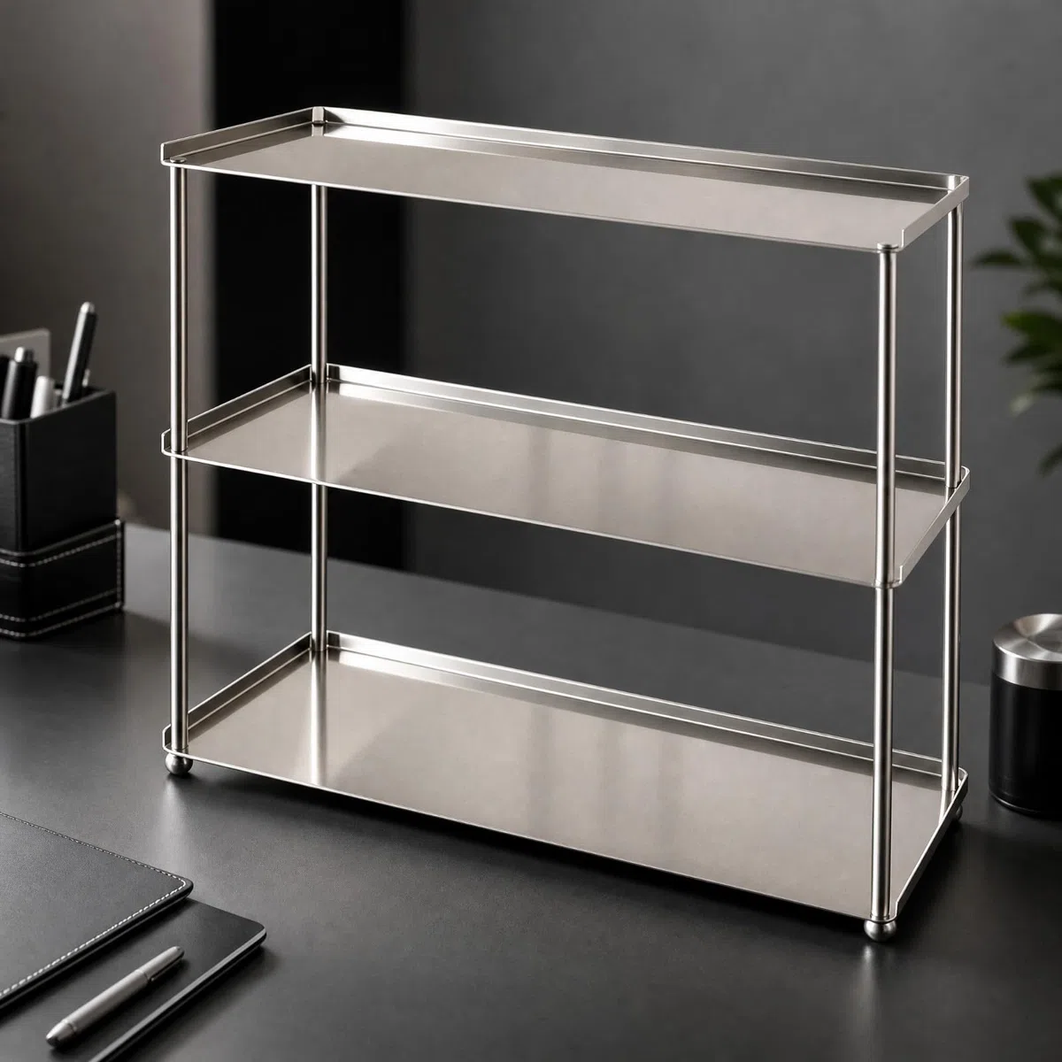F Fityle ría Acero Inoxidable Resisn a Marcas Rack Compacto con s Ahorra Espacio ría Rectangular Metal para Escritorio, 3 Niveles
