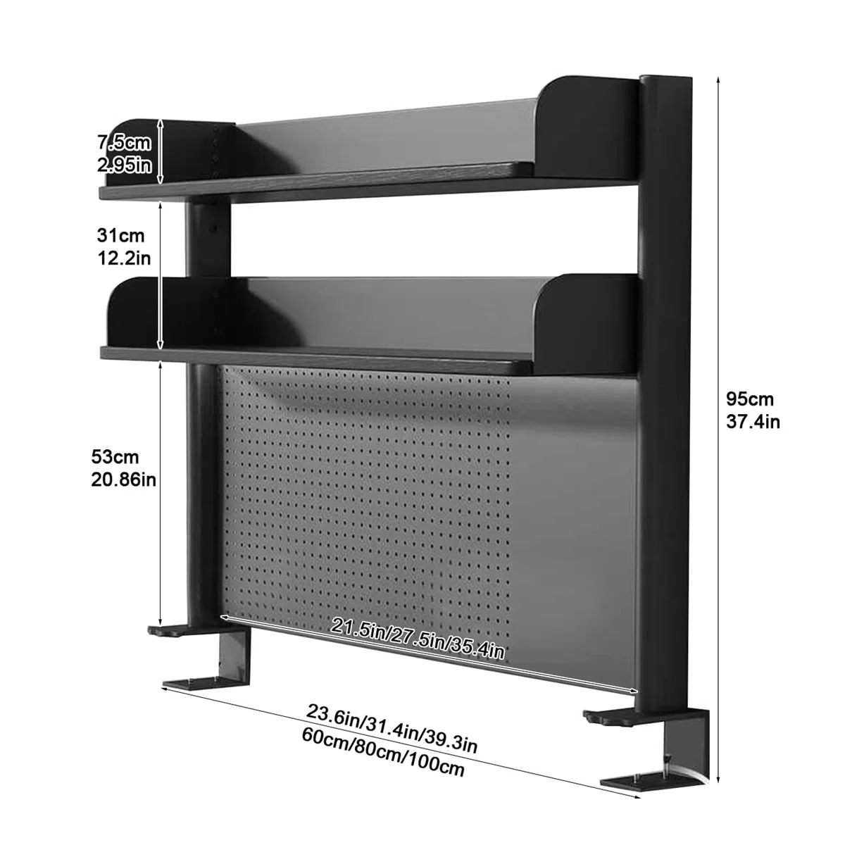 Organizador de escritorio ajustable con abrazadera con tablero de clavijas, solución de almacenamiento versátil para oficina en casa, fácil instalación, maximiza la eficiencia del espacio de trabajo y