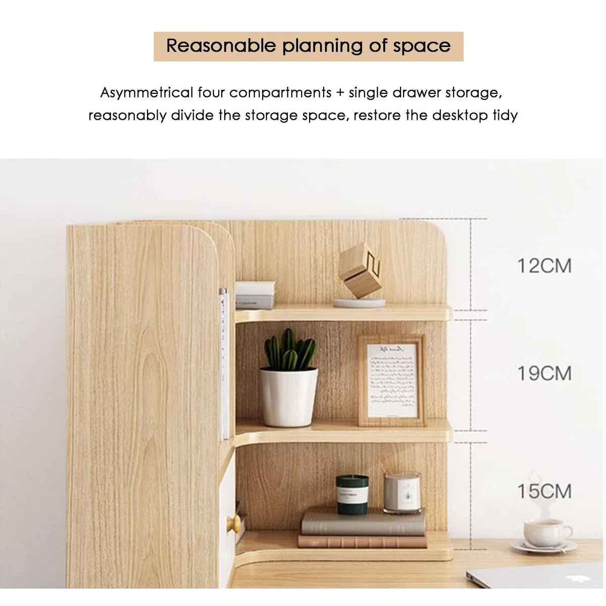 Estantería Organizador De Escritorio - Organizador De Escritorio, Organizador De Estante De Exhibición De Madera Maciza, Estantería De Encimera, Para El Hogar, Suministros De Oficina(Natural)