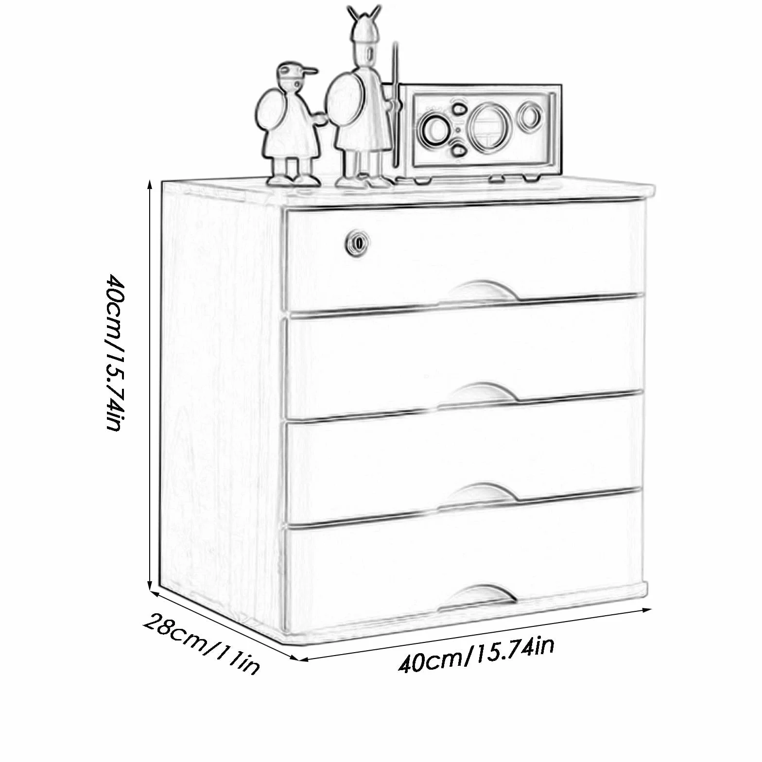 Archivador De Escritorio - Organizador De Escritorio, Cajonera De Escritorio, Caja De Madera con Cajones con Cerradura, Organizador De Recibos A4 para Suministros De Oficina, Cajón B4