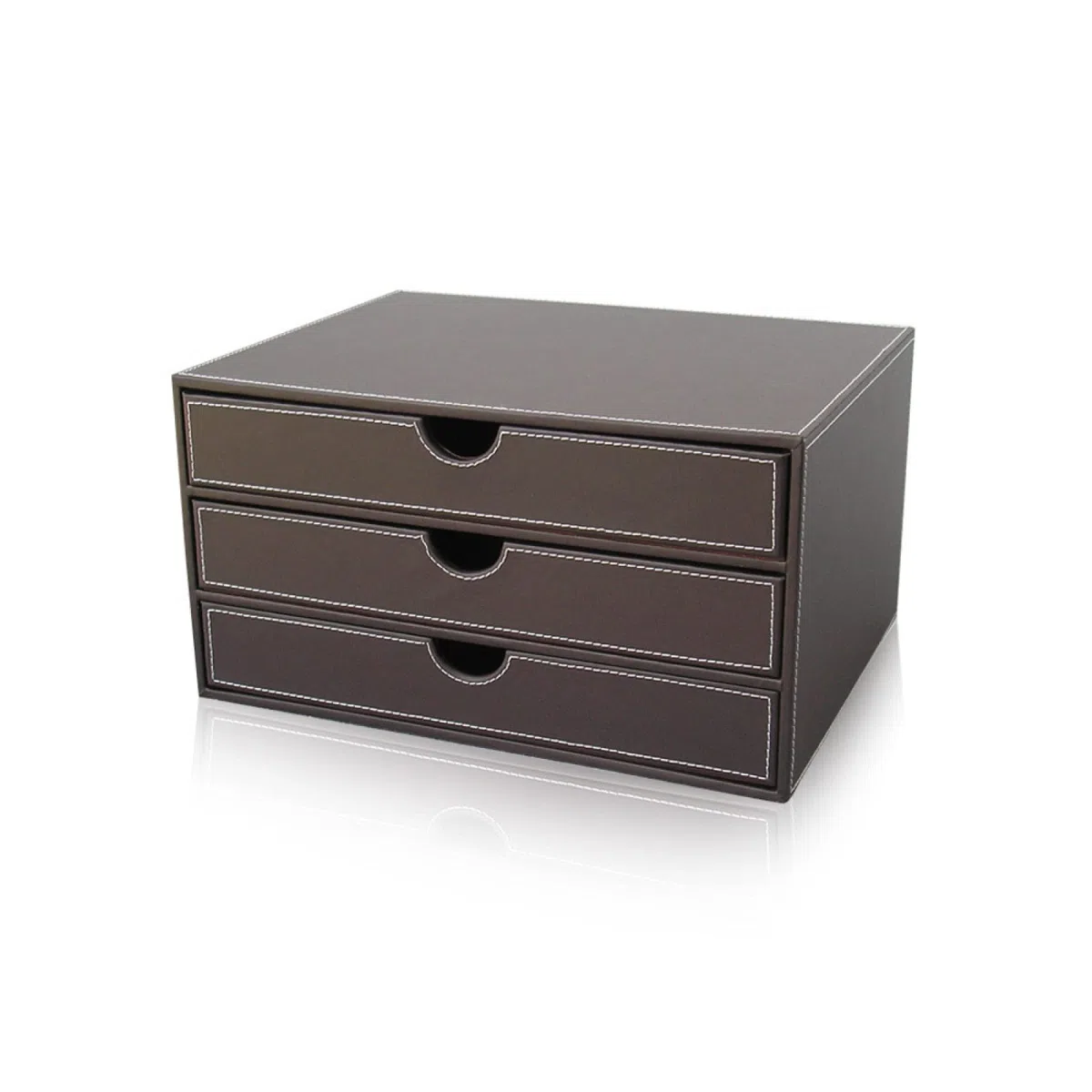 Este Moderno Organizador de Escritorio de Piel sintética con 2 cajones, archivador, Caja de Almacenamiento de papelería para el hogar y la Oficina, joyero y Expositor Decorativo