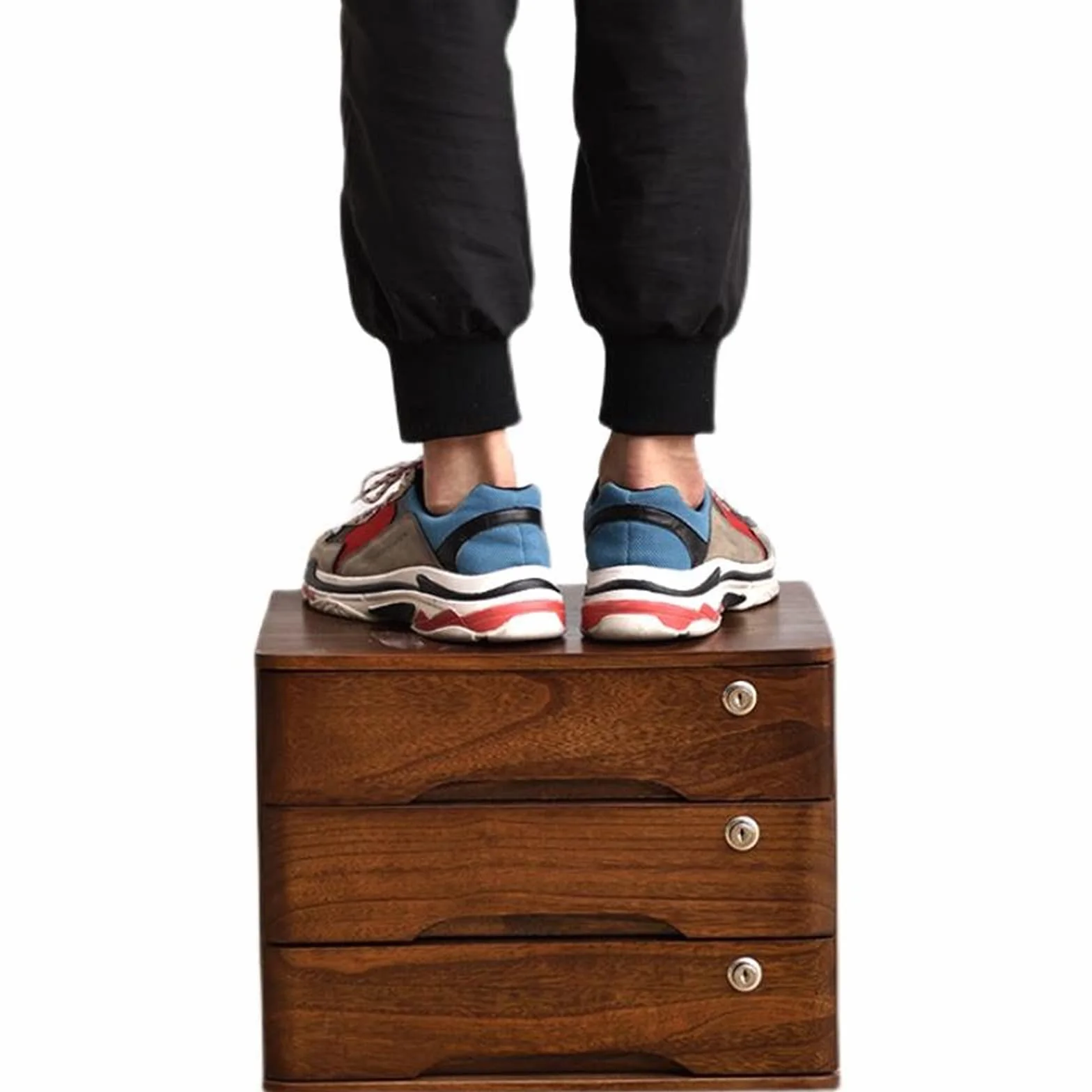 Caja De Almacenamiento De Madera Maciza, Organizador De Escritorio con Cerradura, Organizador De Cajones Y Accesorios para Oficina, Hogar Y Escuela, Archivador,2 Layer