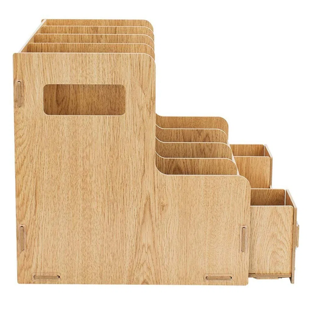 Organizador de escritorio de madera con soporte para archivos, clasificador de cartas, soporte para lápices Sto para el hogar y la oficina